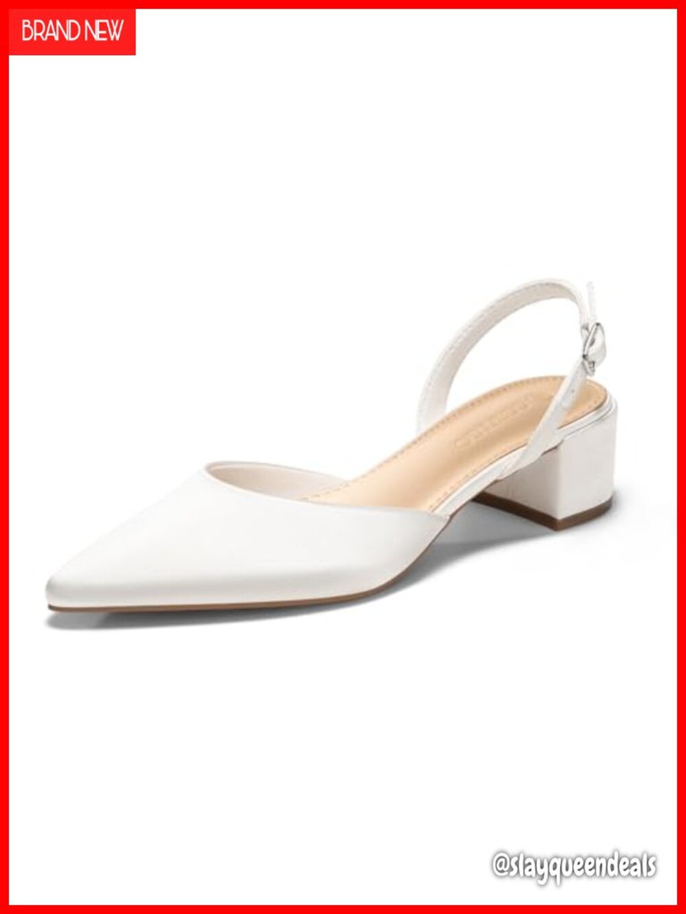 Satin Slingback Low Chunky Heels Closed Pointed Toe Pumps Wedding Party Dress